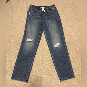 Aerie Drawstring Straight Leg Distressed Jeans Size Small